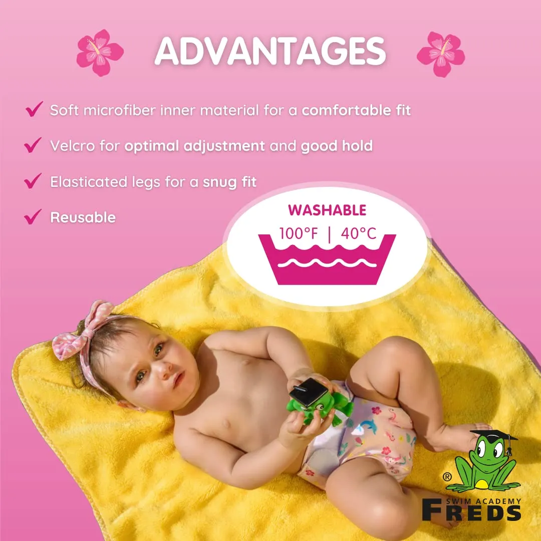 FREDS SWIM ACADEMY’s Pink Swim Diaper - Reusable Pool Diaper for Babies and Toddlers, Size 1 (9 – 20 lbs)