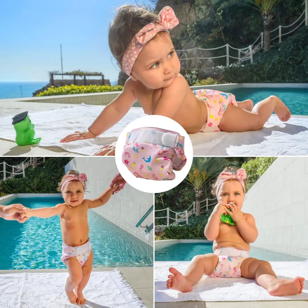 FREDS SWIM ACADEMY’s Pink Swim Diaper - Reusable Pool Diaper for Babies and Toddlers, Size 1 (9 – 20 lbs)