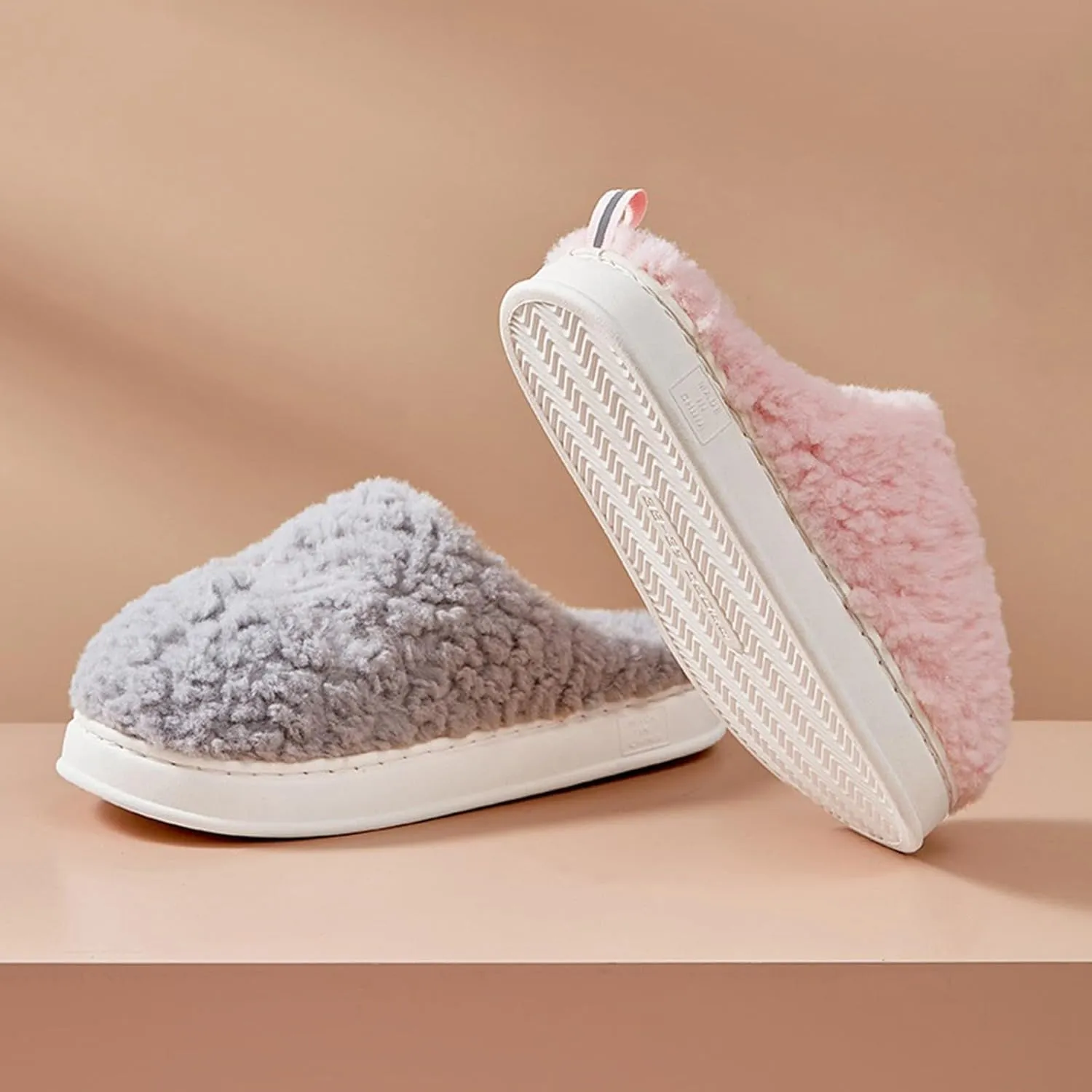Fuzzy Bedroom Slippers for Women Sort Slip On Slipper Non Slip House Slippers for Men Indoor Cozy Winter Slipper