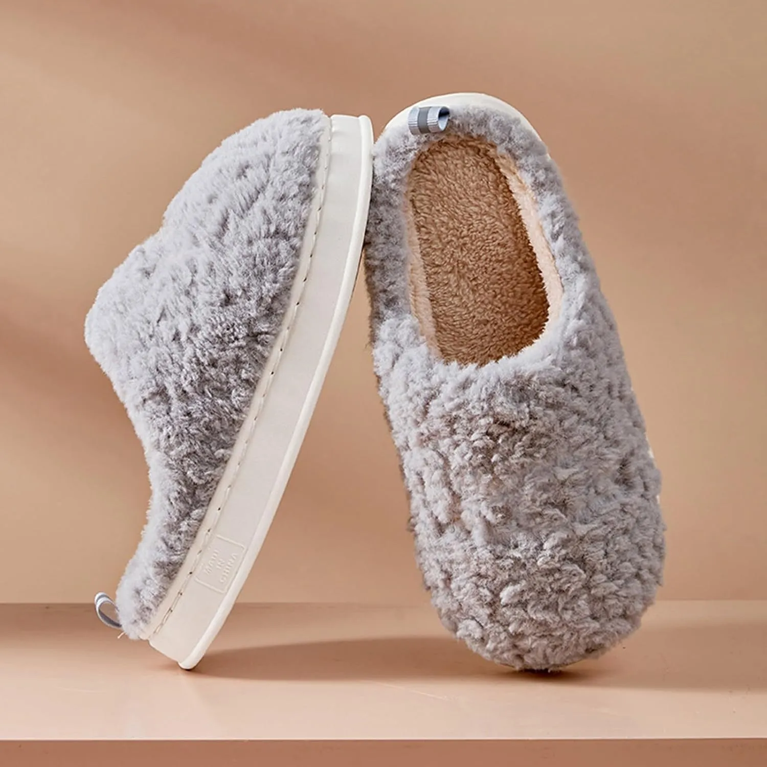 Fuzzy Bedroom Slippers for Women Sort Slip On Slipper Non Slip House Slippers for Men Indoor Cozy Winter Slipper