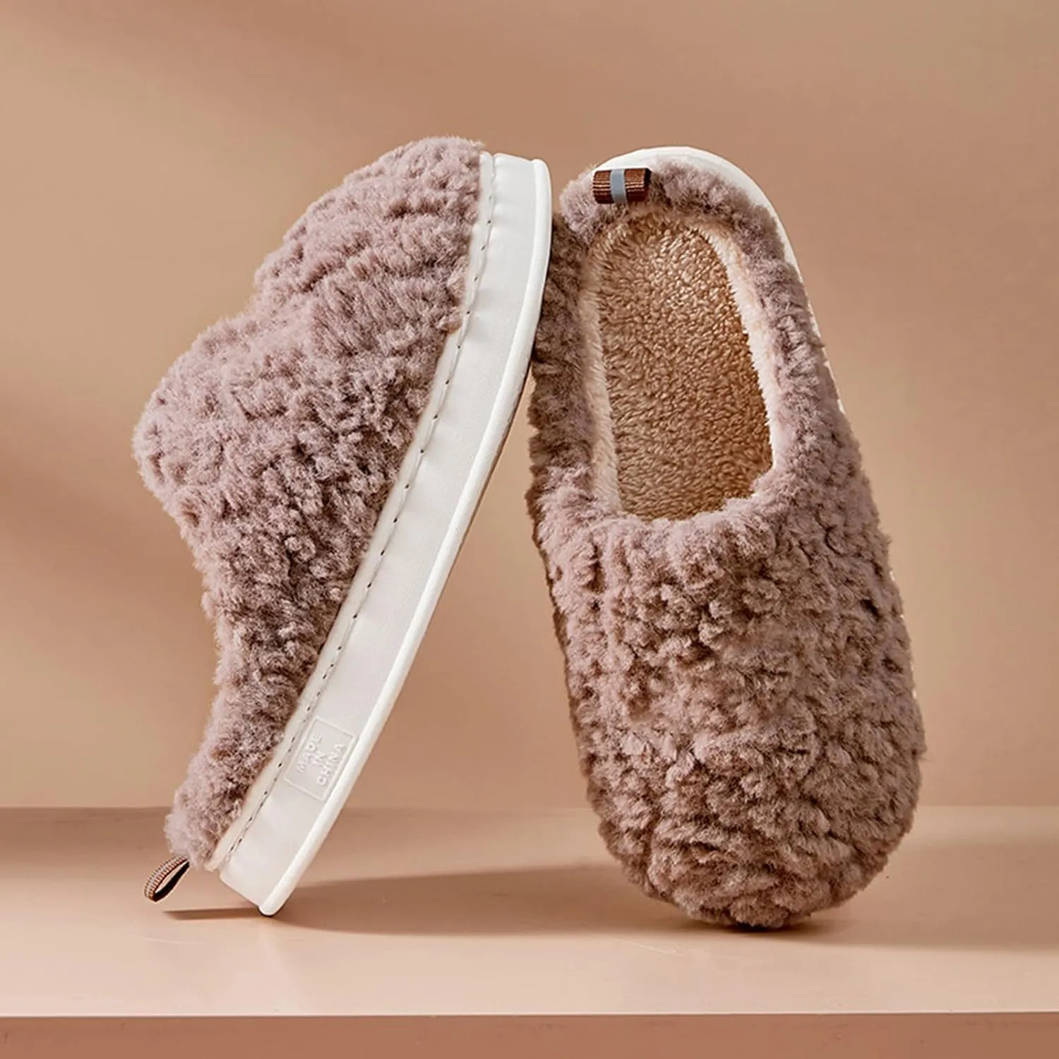 Fuzzy Bedroom Slippers for Women Sort Slip On Slipper Non Slip House Slippers for Men Indoor Cozy Winter Slipper