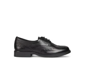 Geox Girls Agata Black Leather School Shoes Lace