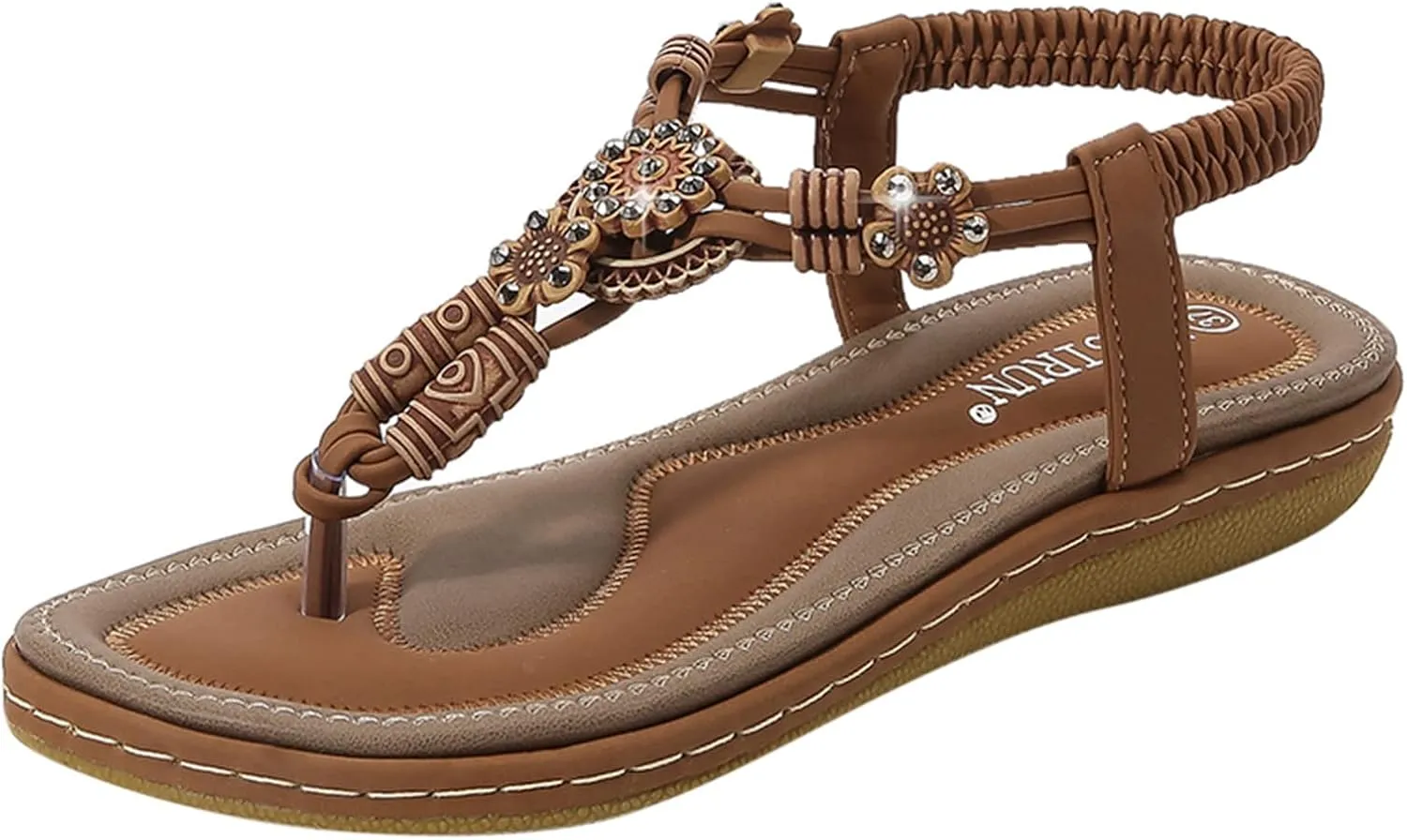 Gibobby Sandals for Women 2023 Beach Bohemian Beaded Ankle Walking Strap Casual Flip Flops Sexy Flats Comfortable Shoes