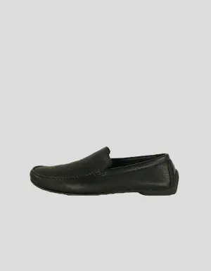 Giorgio Armani Slip On Driving Shoes In Black Leather 43.5 It