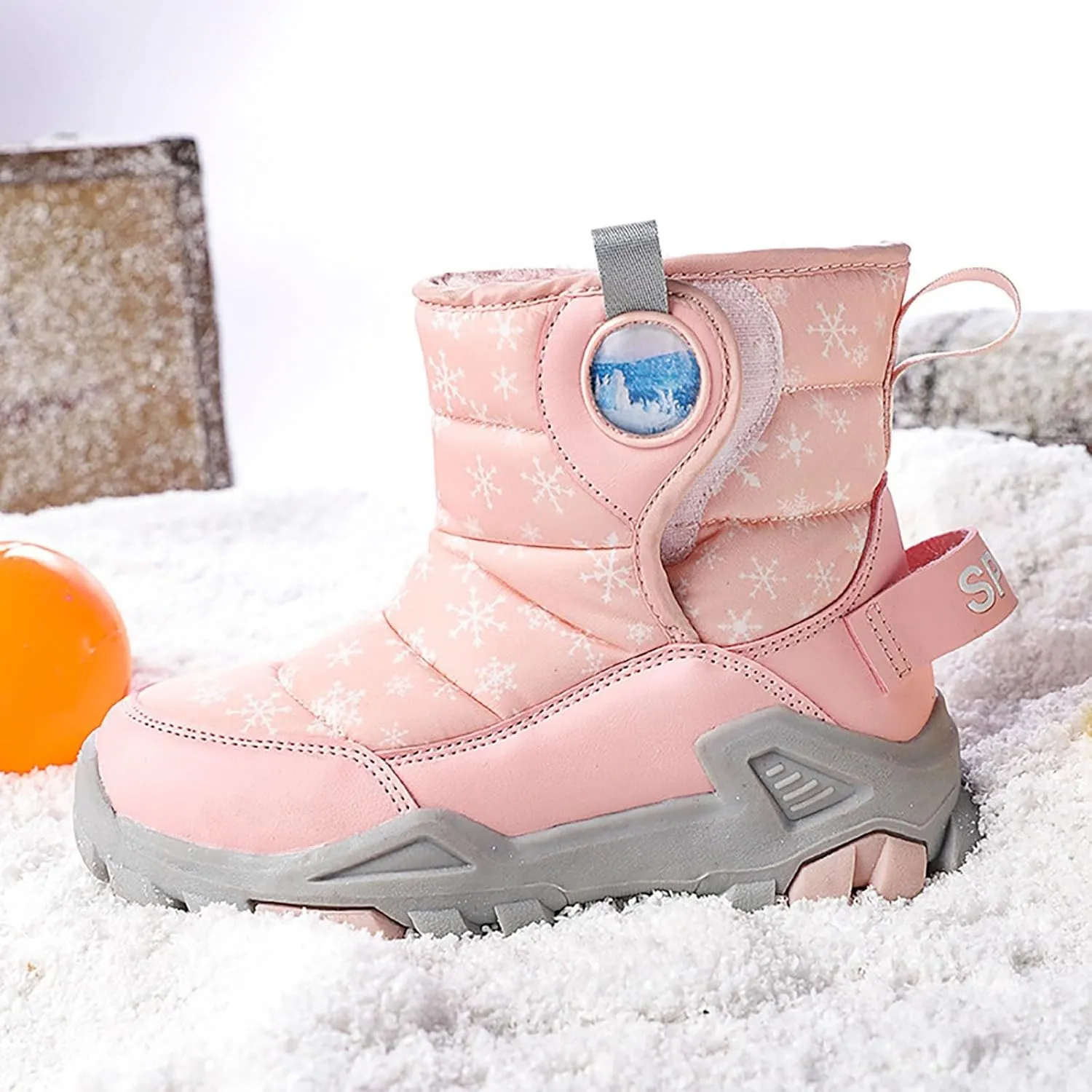 Girls Boys Snow Boots Outdoor Warm Comfortable Non Slip Mid Calf Padded Small Big Kids Winter Girls Rain Boots Size 1