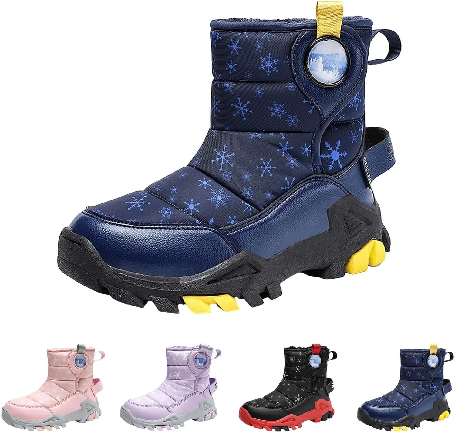 Girls Boys Snow Boots Outdoor Warm Comfortable Non Slip Mid Calf Padded Small Big Kids Winter Girls Rain Boots Size 1