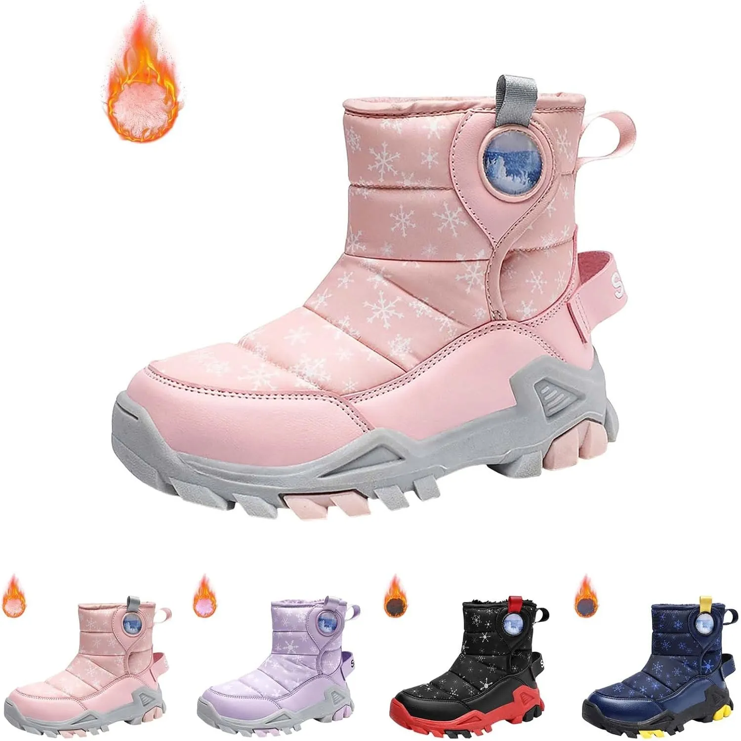 Girls Boys Snow Boots Outdoor Warm Comfortable Non Slip Mid Calf Padded Small Big Kids Winter Girls Rain Boots Size 1