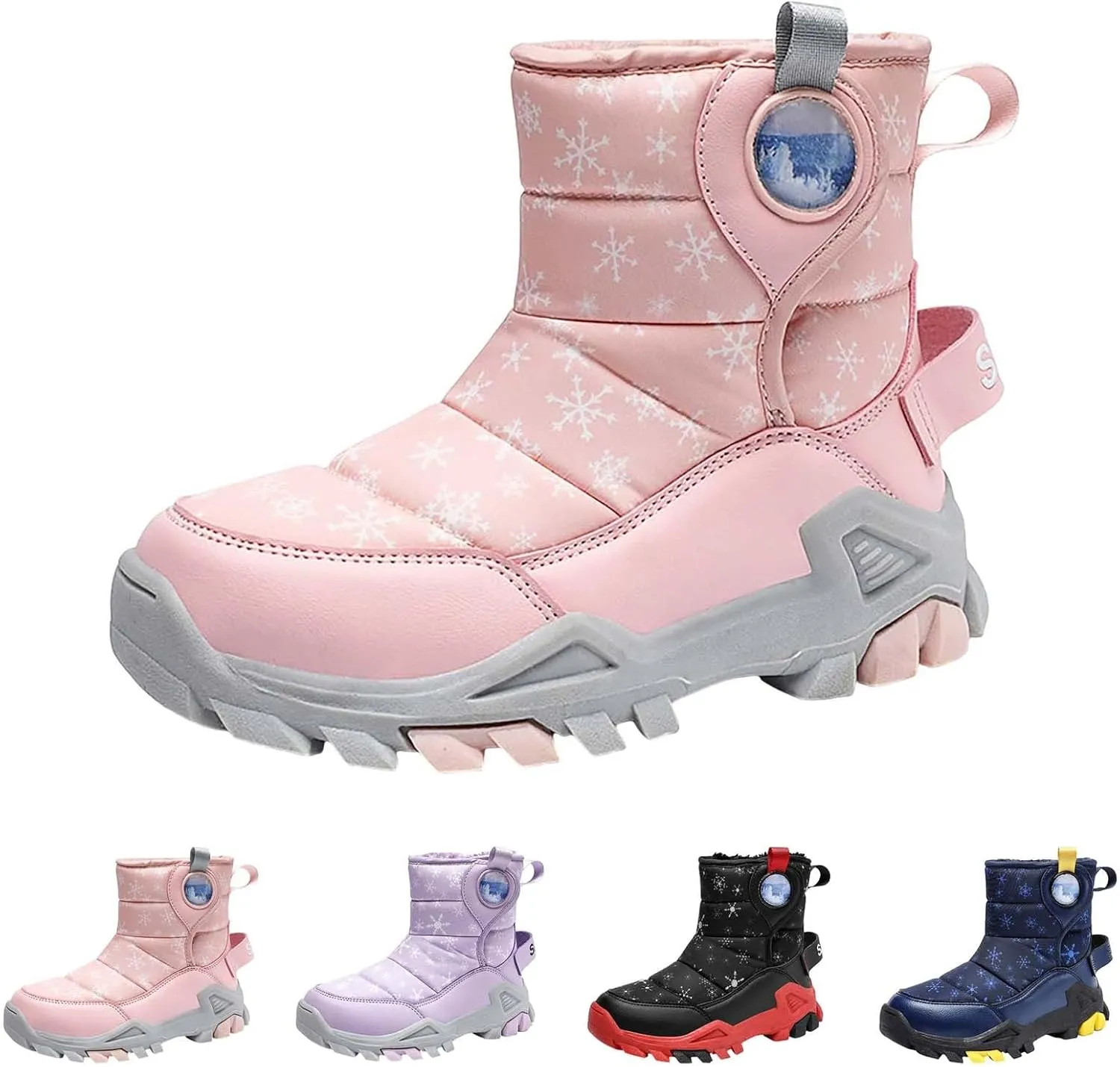 Girls Boys Snow Boots Outdoor Warm Comfortable Non Slip Mid Calf Padded Small Big Kids Winter Girls Rain Boots Size 1