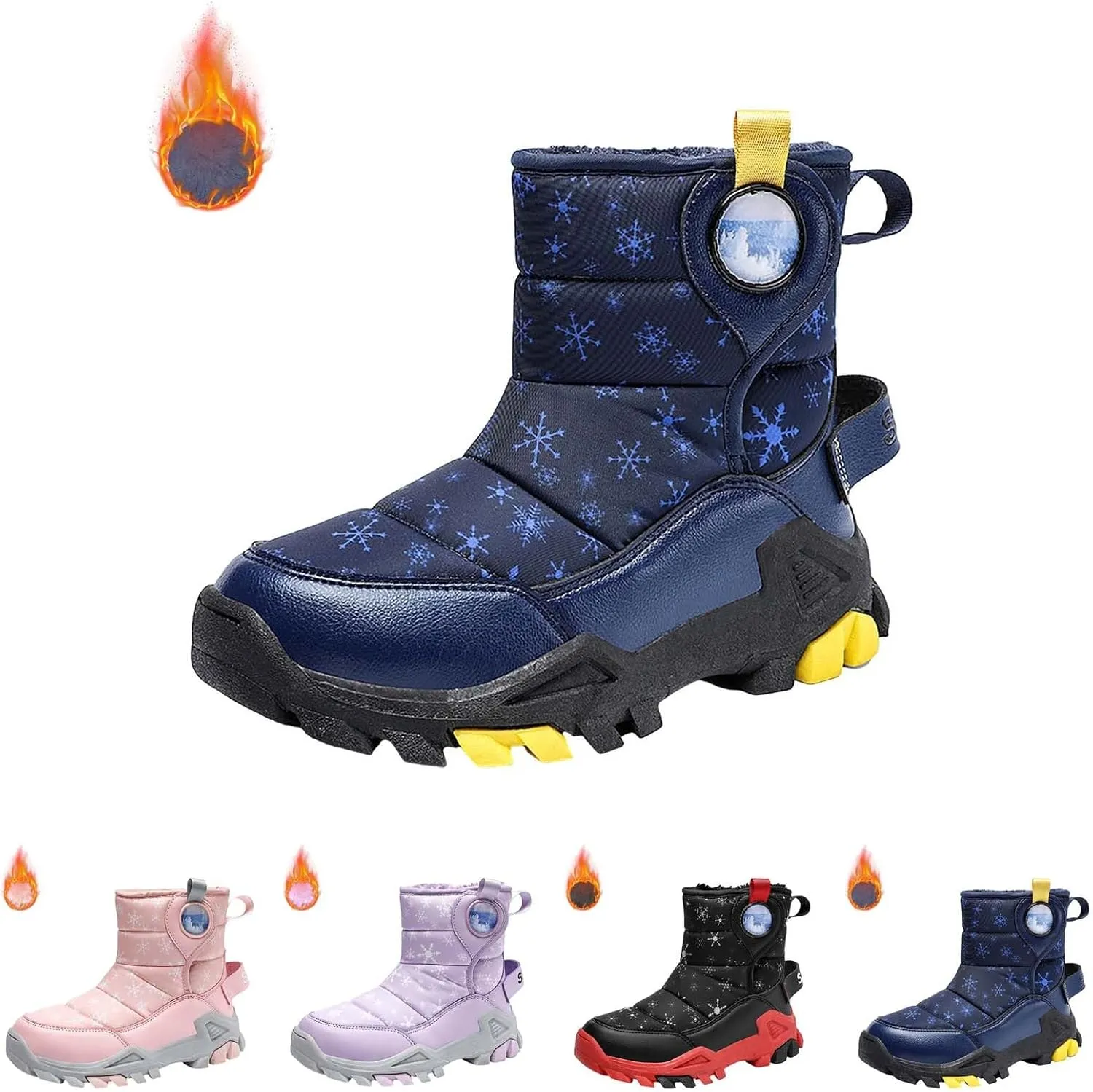 Girls Boys Snow Boots Outdoor Warm Comfortable Non Slip Mid Calf Padded Small Big Kids Winter Girls Rain Boots Size 1