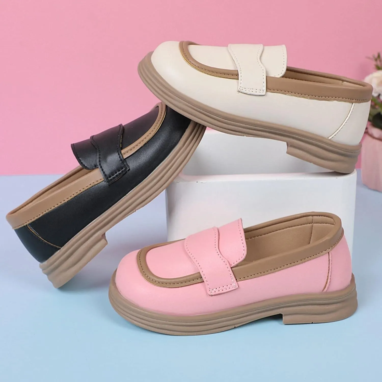 Girls Dress Shoes Chunky Loafers for Girl Platform Loafers School Uniform Slip On Shoes School Shoes for Teen Girls