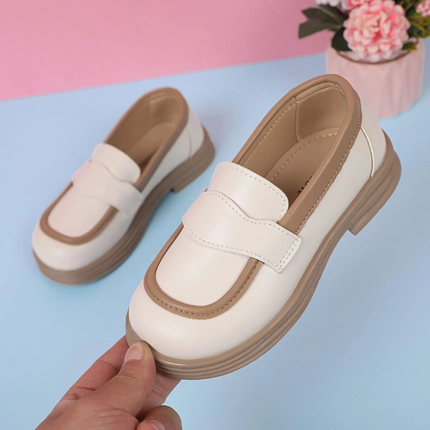 Girls Dress Shoes Chunky Loafers for Girl Platform Loafers School Uniform Slip On Shoes School Shoes for Teen Girls