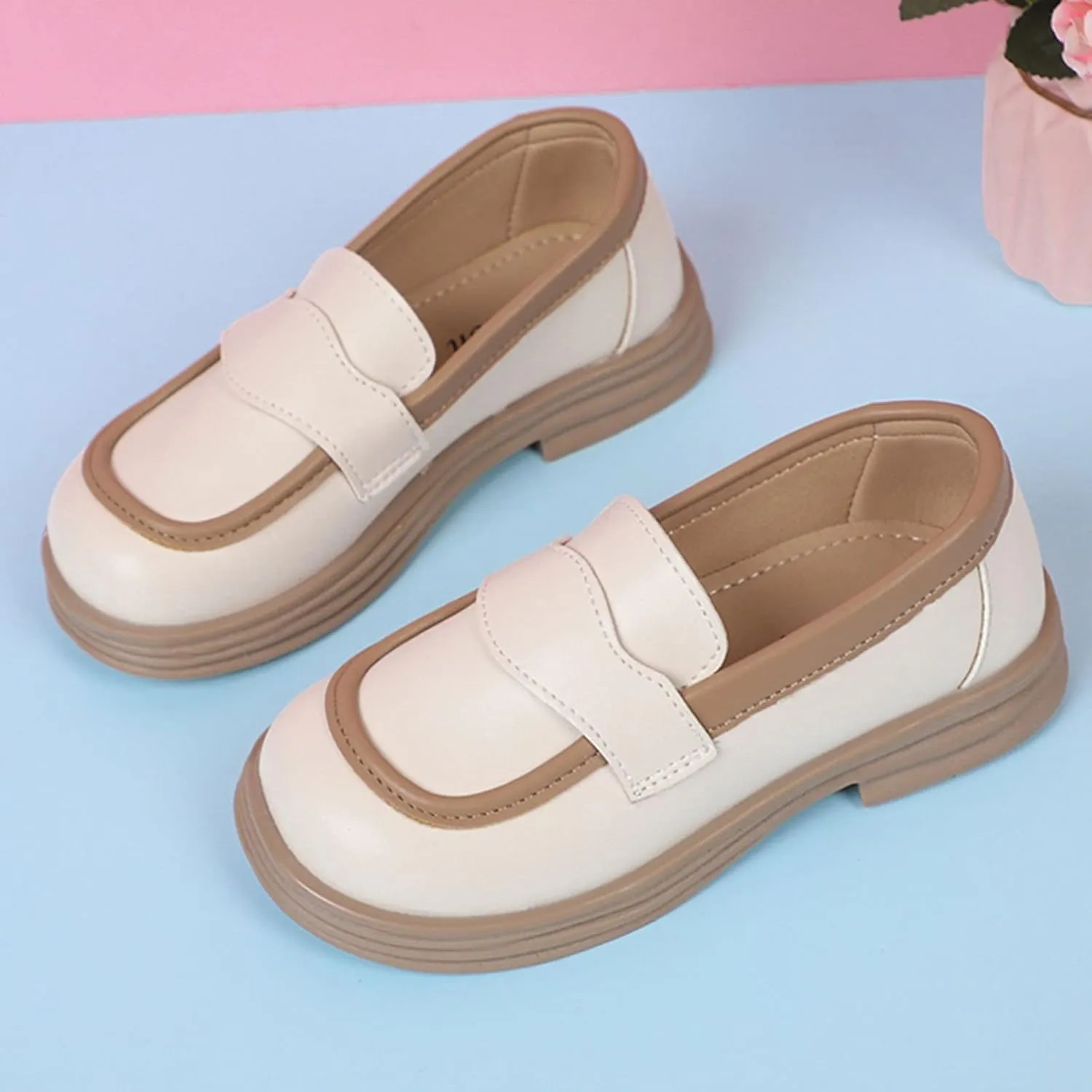 Girls Dress Shoes Chunky Loafers for Girl Platform Loafers School Uniform Slip On Shoes School Shoes for Teen Girls