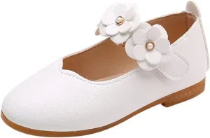 Girls Dress Shoes Closed Toe Wedding Party School Ankle Strap Ballet Flats Shoes Little Big Kids Flower Girl Shoes