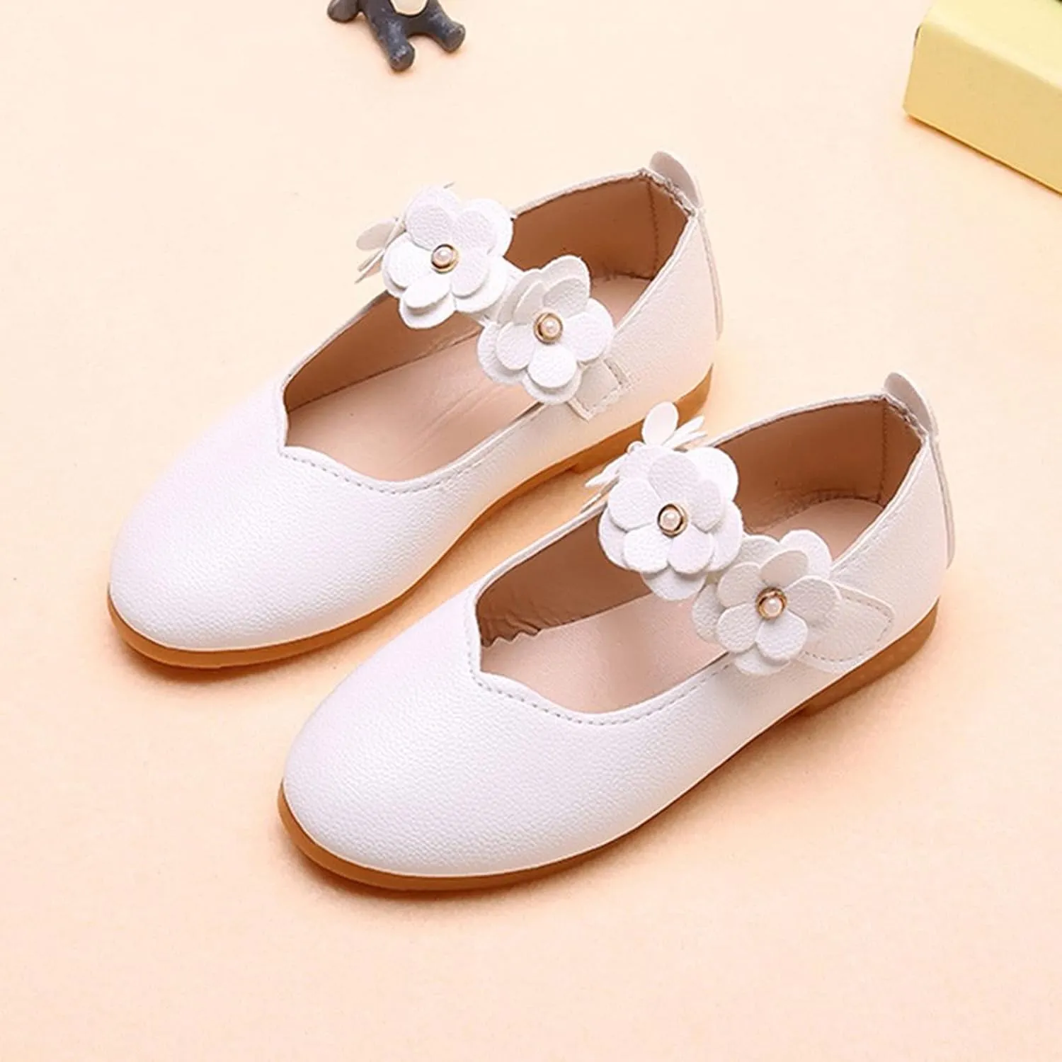 Girls Dress Shoes Closed Toe Wedding Party School Ankle Strap Ballet Flats Shoes Little Big Kids Flower Girl Shoes