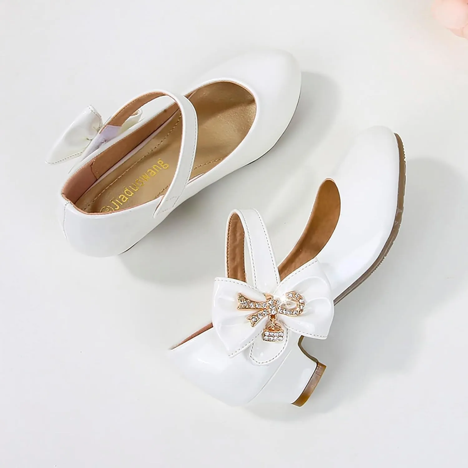 Girls Dress Shoes Pumps Mary Jane Shoes for Girls Low Heel with Bow Strap Dress Shoes for School Wedding Mary Jane Heels