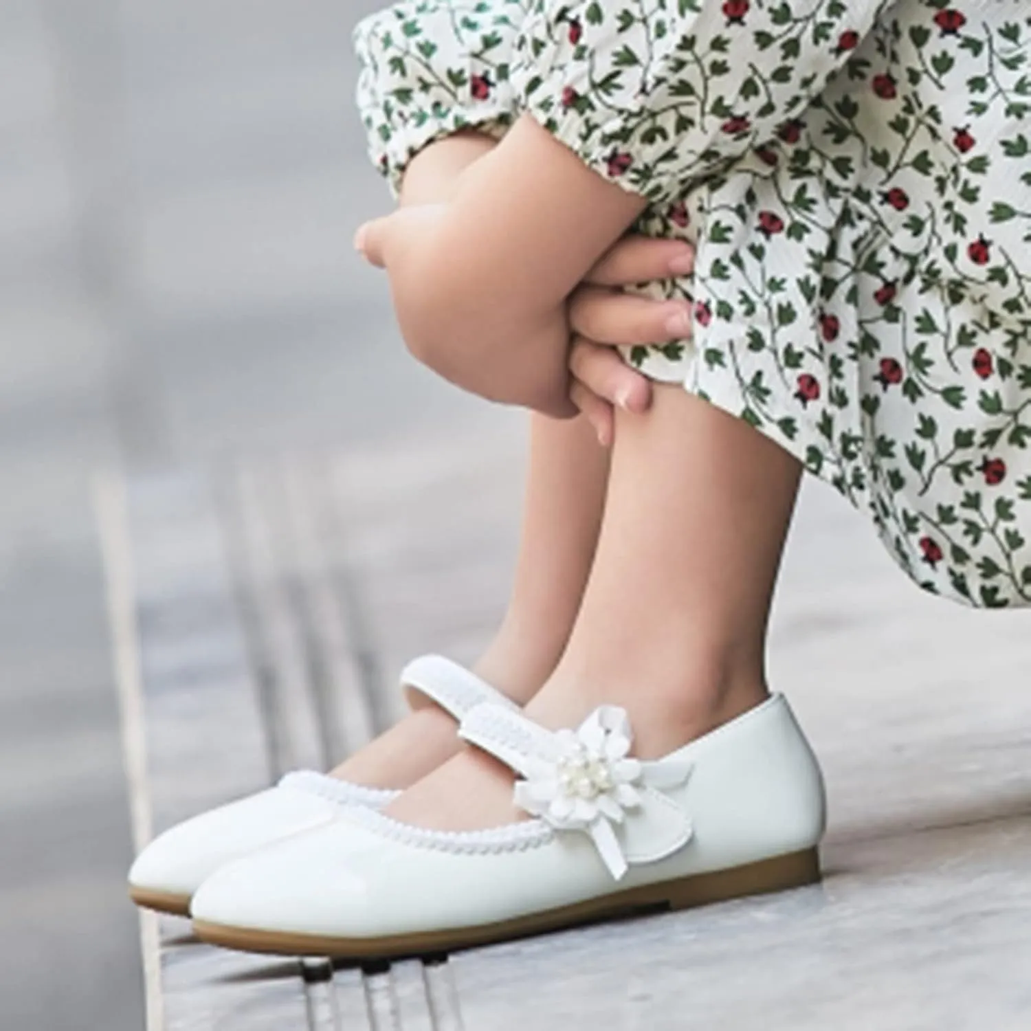 Girls Dress Shoes Toddler Girls Mary Jane with Pearls Low Heels Pumps for Flower Girl Wedding Party