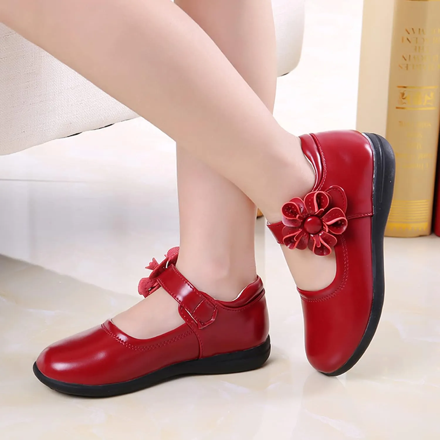 Girls Dress Shoes Toddler Girls School Uniform Shoes Mary Jane Flower Girl Ballet Flats for Wedding Party