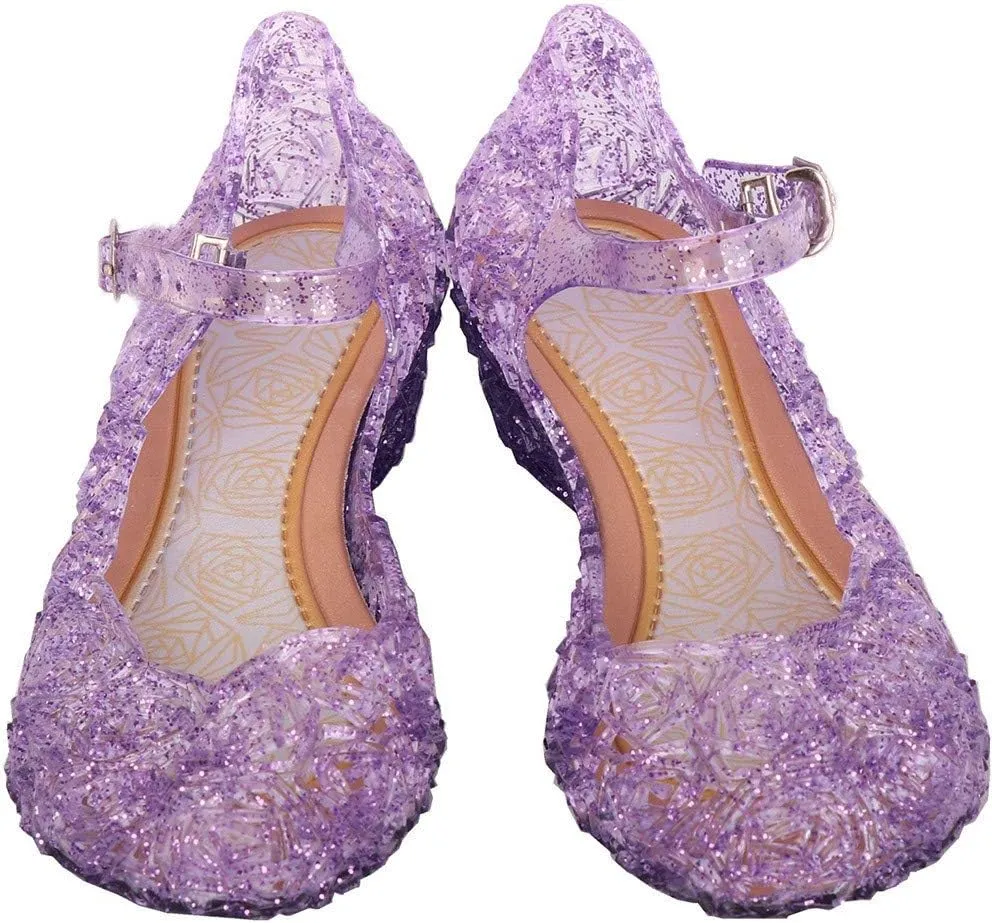 Girls Jelly Sandals Cosplay Dress Up Mary Jane Flats Heels Dance Party Birthday Single Shoes for Kids Toddler