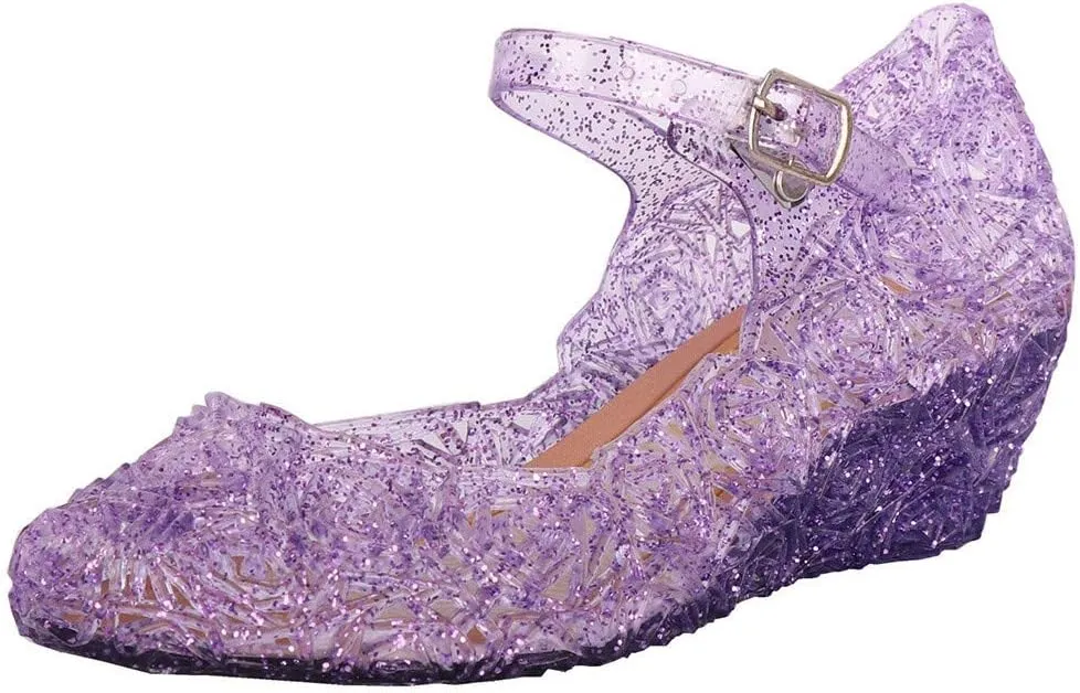 Girls Jelly Sandals Cosplay Dress Up Mary Jane Flats Heels Dance Party Birthday Single Shoes for Kids Toddler