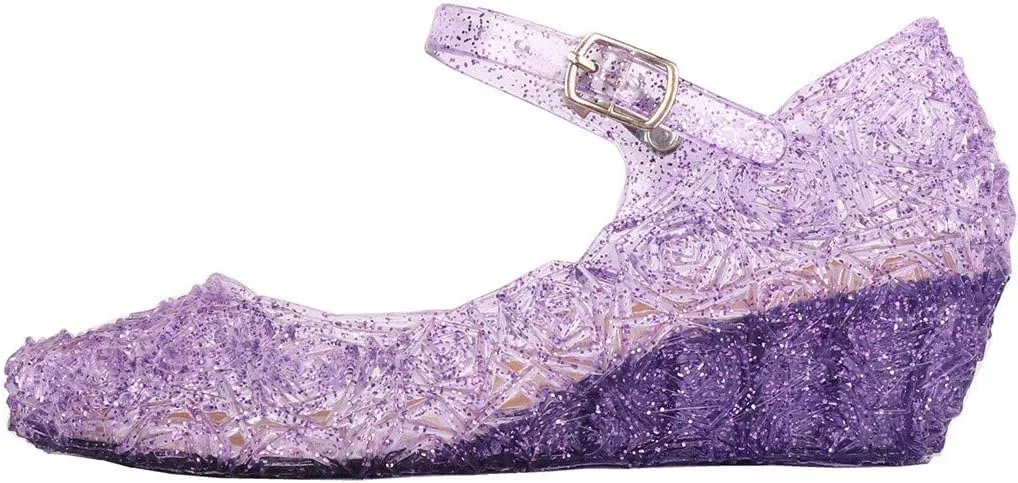 Girls Jelly Sandals Cosplay Dress Up Mary Jane Flats Heels Dance Party Birthday Single Shoes for Kids Toddler