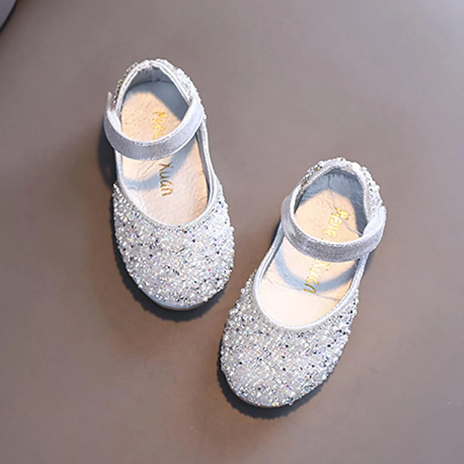 Girls Mary Jane Dress Shoes Rhinestones Flower Girl Wedding Party Shoes Ballet Flats Toddler Sandals