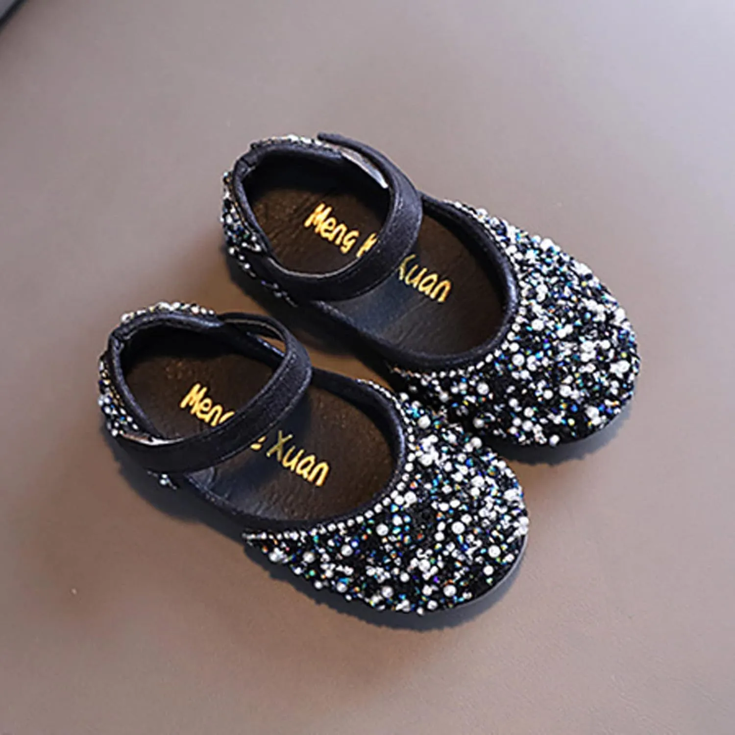 Girls Mary Jane Dress Shoes Rhinestones Flower Girl Wedding Party Shoes Ballet Flats Toddler Sandals