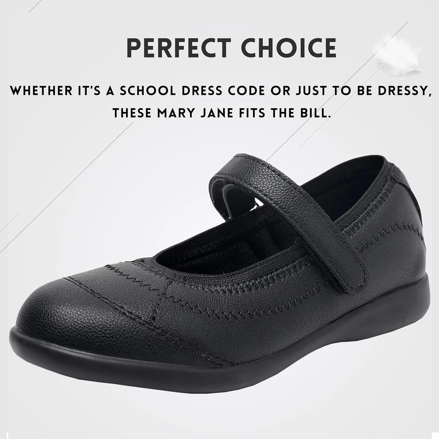 Girls Mary Jane Shoes, School Uniform Black Flat Dress Shoes(Toddler/Little Kid/Big Kid)