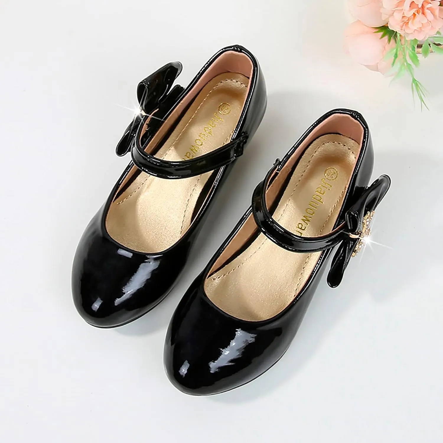 Girls Patent Leather Dress Shoes Low Heels Toddler Mary Jane Shoes Flower Girl Shoes for Little Girls Dress Shoes