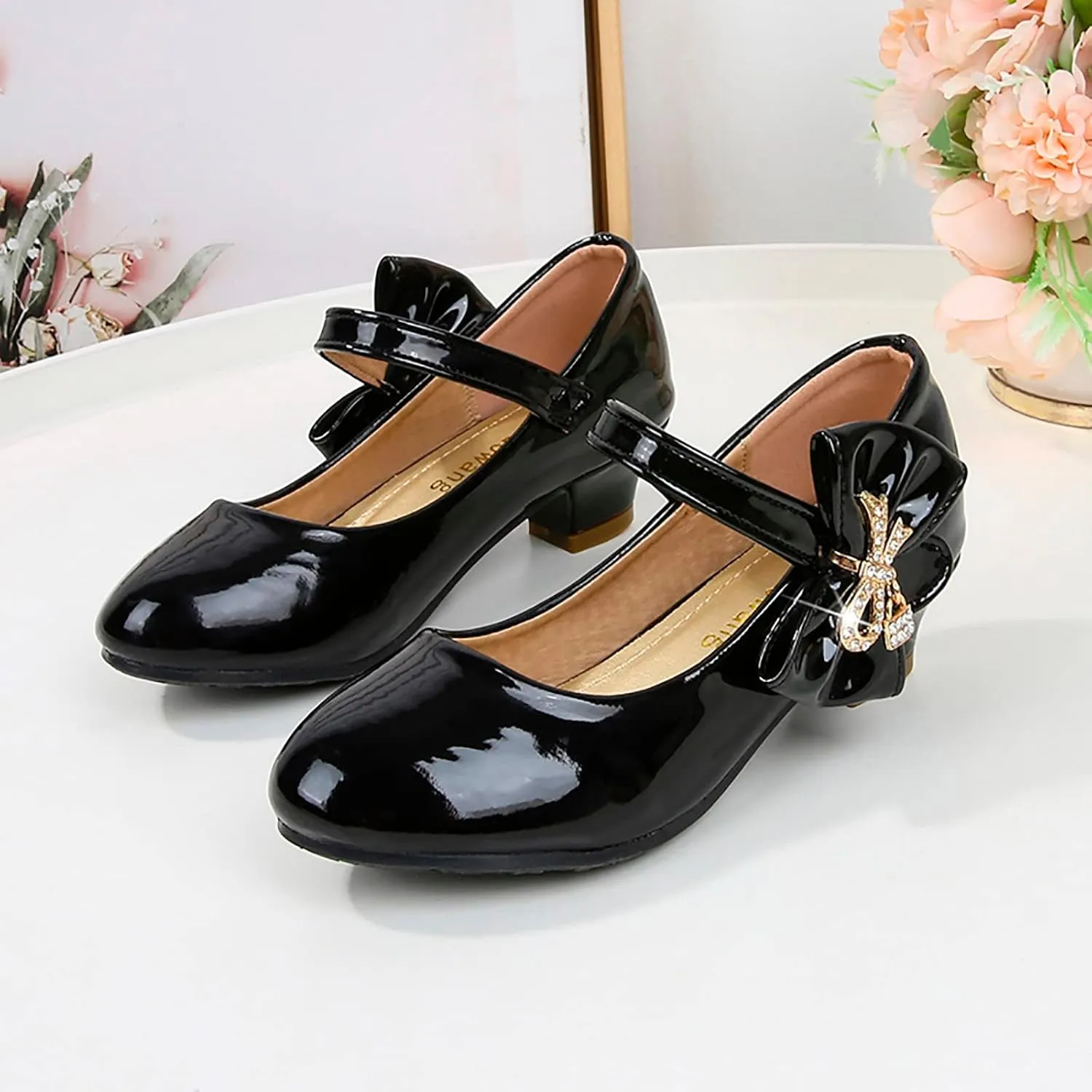 Girls Patent Leather Dress Shoes Low Heels Toddler Mary Jane Shoes Flower Girl Shoes for Little Girls Dress Shoes