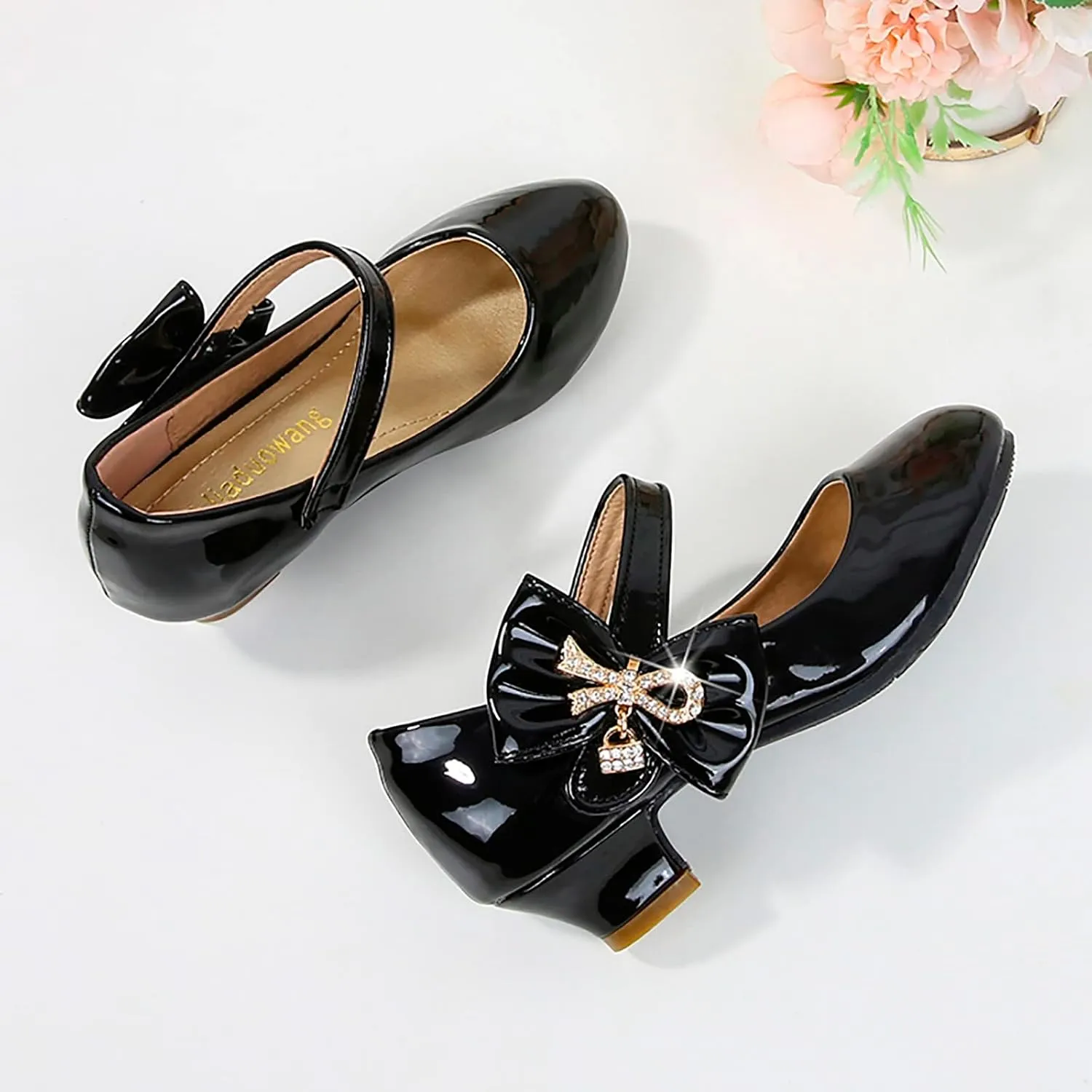 Girls Patent Leather Dress Shoes Low Heels Toddler Mary Jane Shoes Flower Girl Shoes for Little Girls Dress Shoes