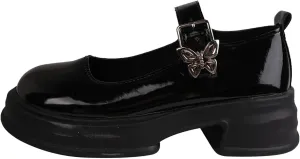 Girls Round Toe Ankle Strap Mary Jane School Shoes Fashion Mary Jane Chunky Platform Oxford Dress Shoe Pumps Girl Shoes