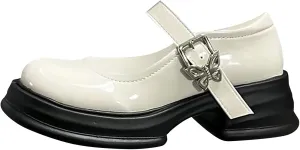 Girls Round Toe Ankle Strap Mary Jane School Shoes Fashion Mary Jane Chunky Platform Oxford Dress Shoe Pumps Girl Shoes