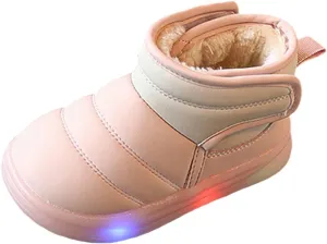 Glitter Fuzzy Snow Booties For Toddler Baby Infant Outdoor Walking Ski Shoes Thick Cotton Light Up Comfy Warm Boots