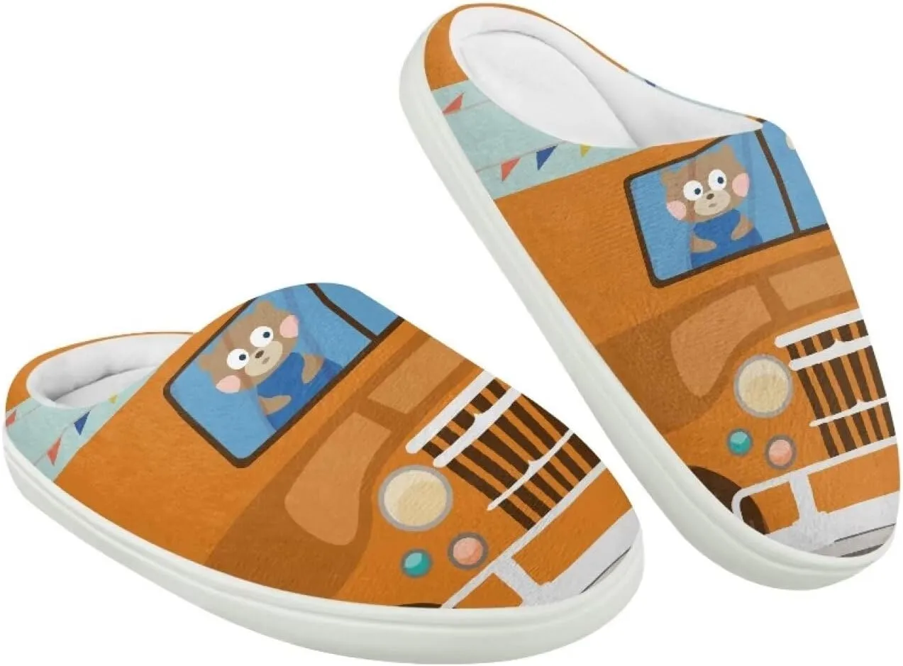 GOSTONG Kids Winter Slippers Warm Fuzzy Lining Cosy Home Slippers Girls Boys Easy Slip-ins Non Slip Kids Shoes White US 9-15