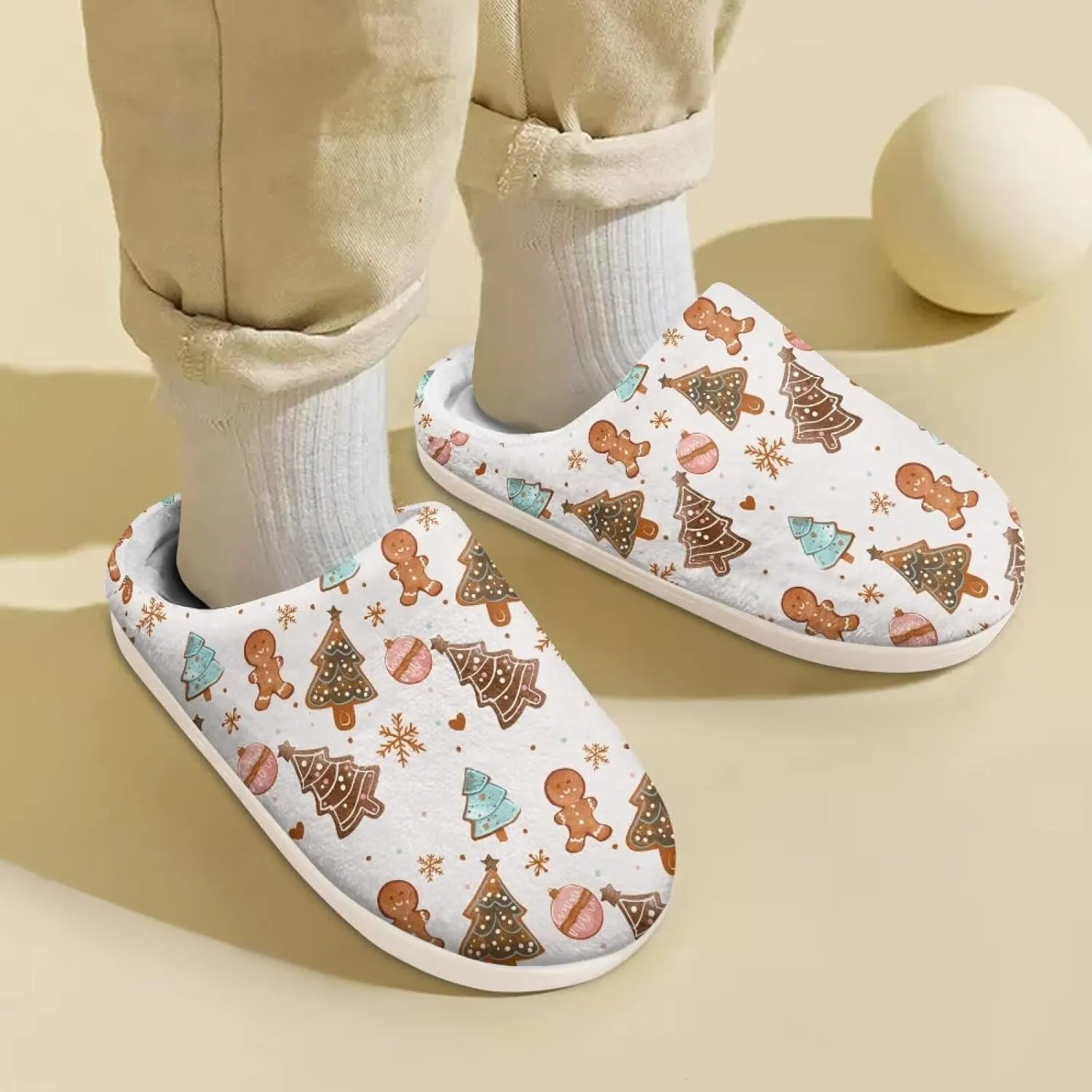GOSTONG Kids Winter Slippers Warm Fuzzy Lining Cosy Home Slippers Girls Boys Easy Slip-ins Non Slip Kids Shoes White US 9-15