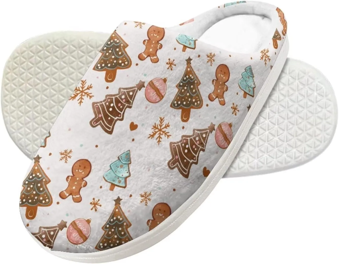 GOSTONG Kids Winter Slippers Warm Fuzzy Lining Cosy Home Slippers Girls Boys Easy Slip-ins Non Slip Kids Shoes White US 9-15