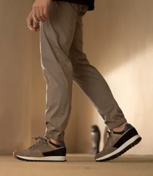 Height Increasing Grey Suede and Navy Leather Tavua Lace Up Running Sneaker Shoes