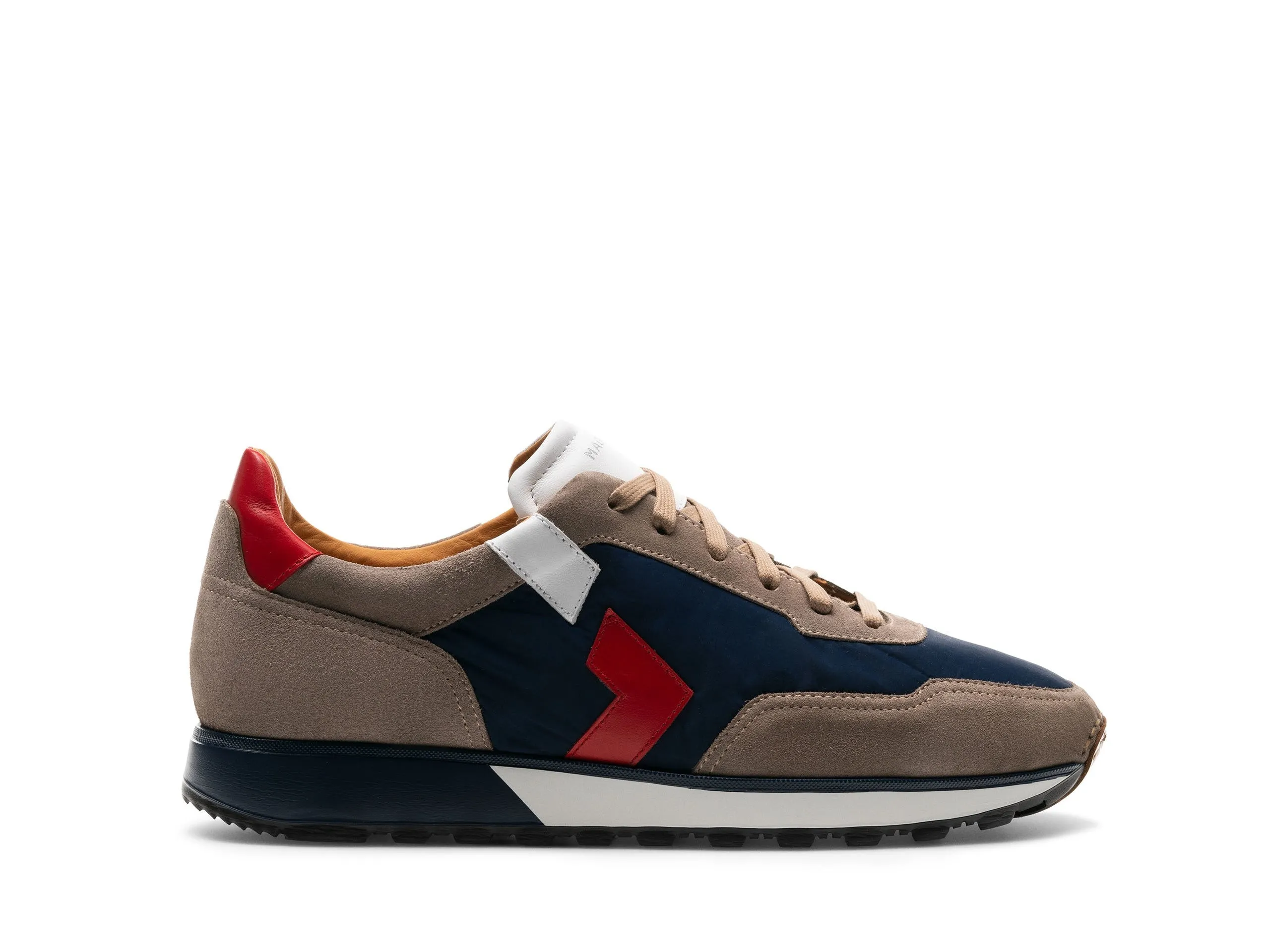 Height Increasing Tan Suede and Navy Blue Laivai Lace Up Running Sneaker Shoes