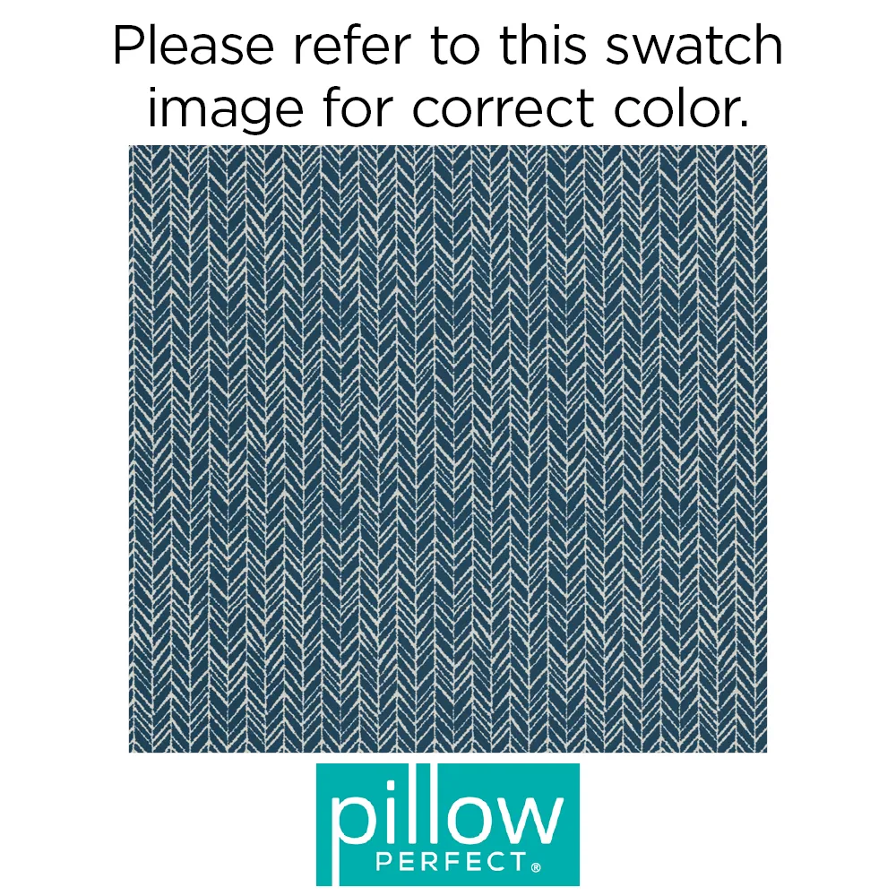 Herringbone Ink Blue Rounded Corners Seat Cushion (Set Of 2)