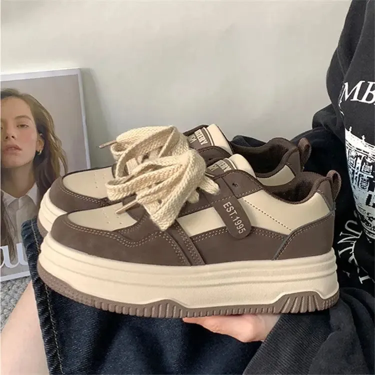 Hnzxzm Vintage Platform Sports Shoes Women's Sneakers Spring Summer 2024 Casual Tennis Female Flats Vulcanize Harajuku Skateboard