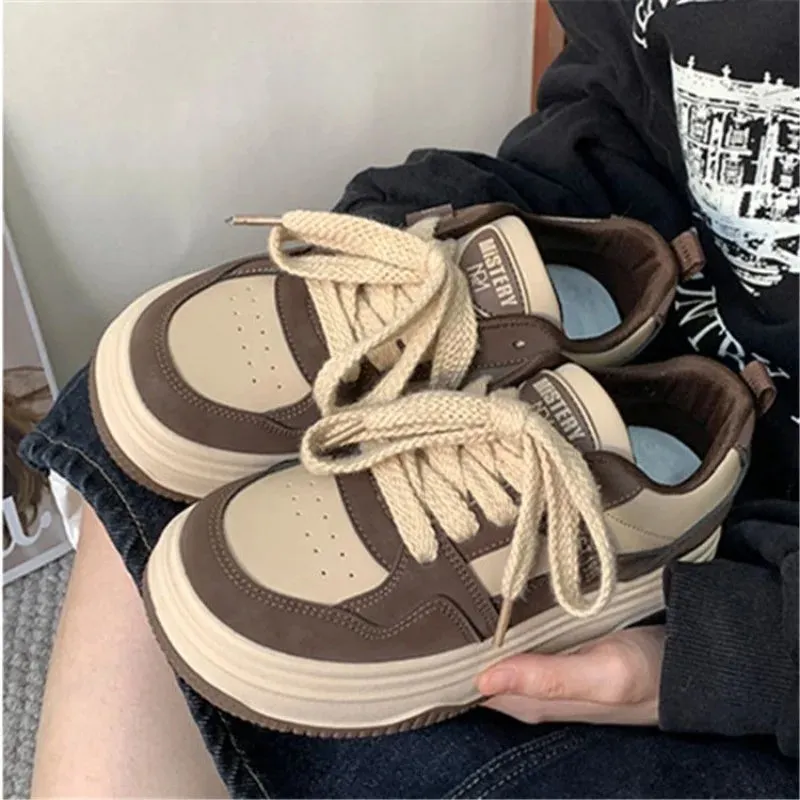 Hnzxzm Vintage Platform Sports Shoes Women's Sneakers Spring Summer 2024 Casual Tennis Female Flats Vulcanize Harajuku Skateboard