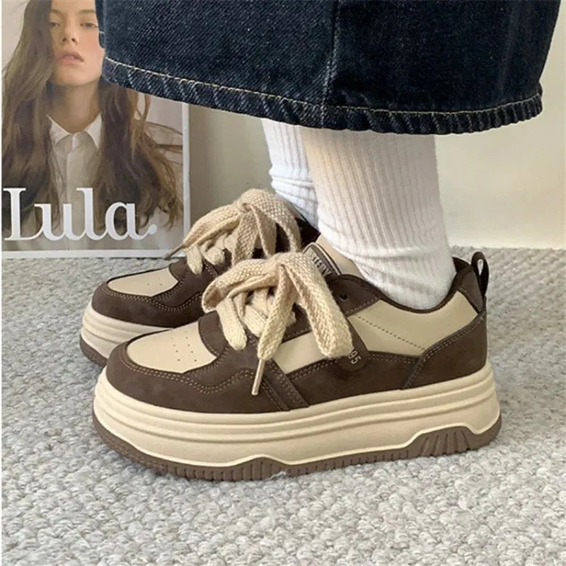 Hnzxzm Vintage Platform Sports Shoes Women's Sneakers Spring Summer 2024 Casual Tennis Female Flats Vulcanize Harajuku Skateboard