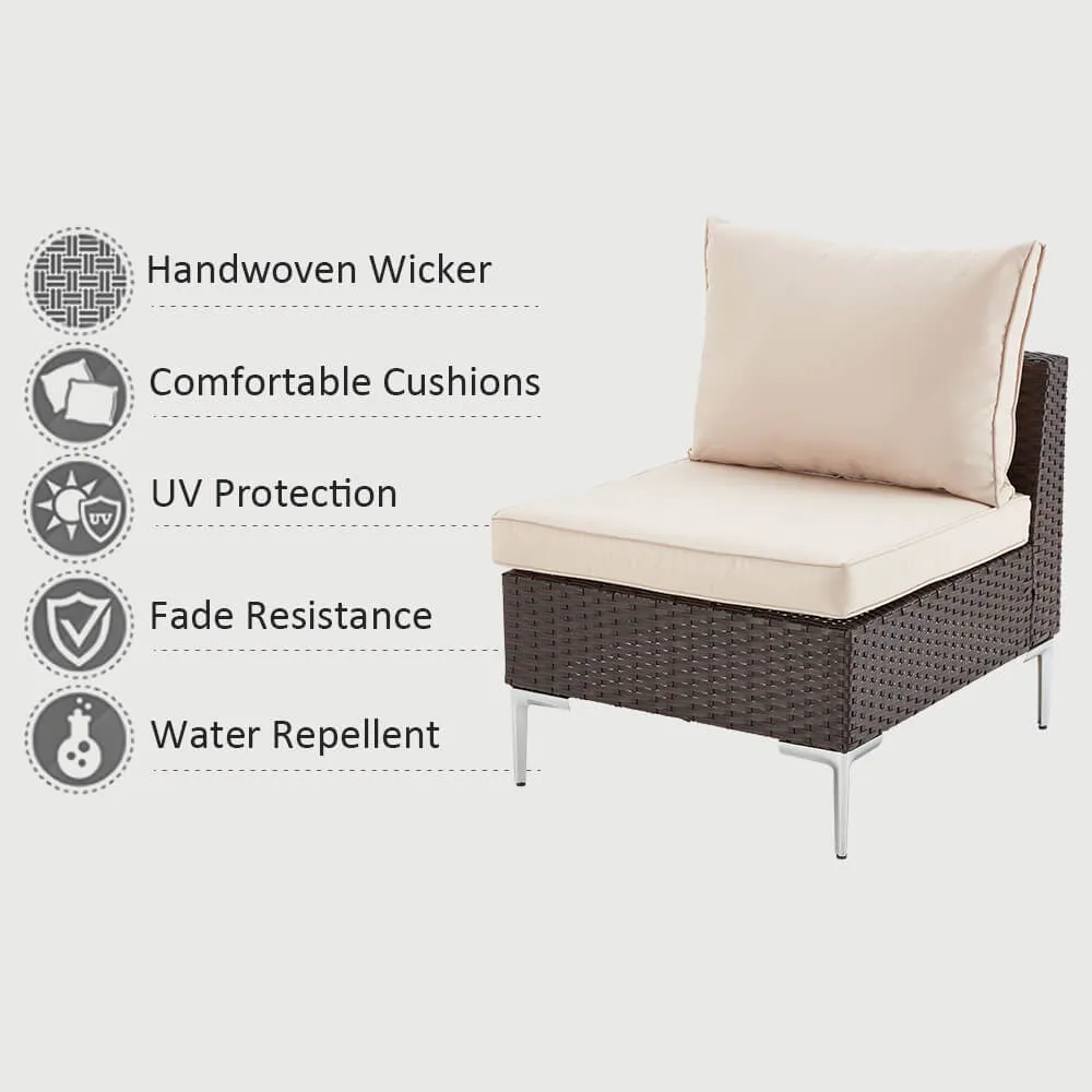 Homrest 7 Pcs Outdoor  Furniture Set with Tea Table, Khaki