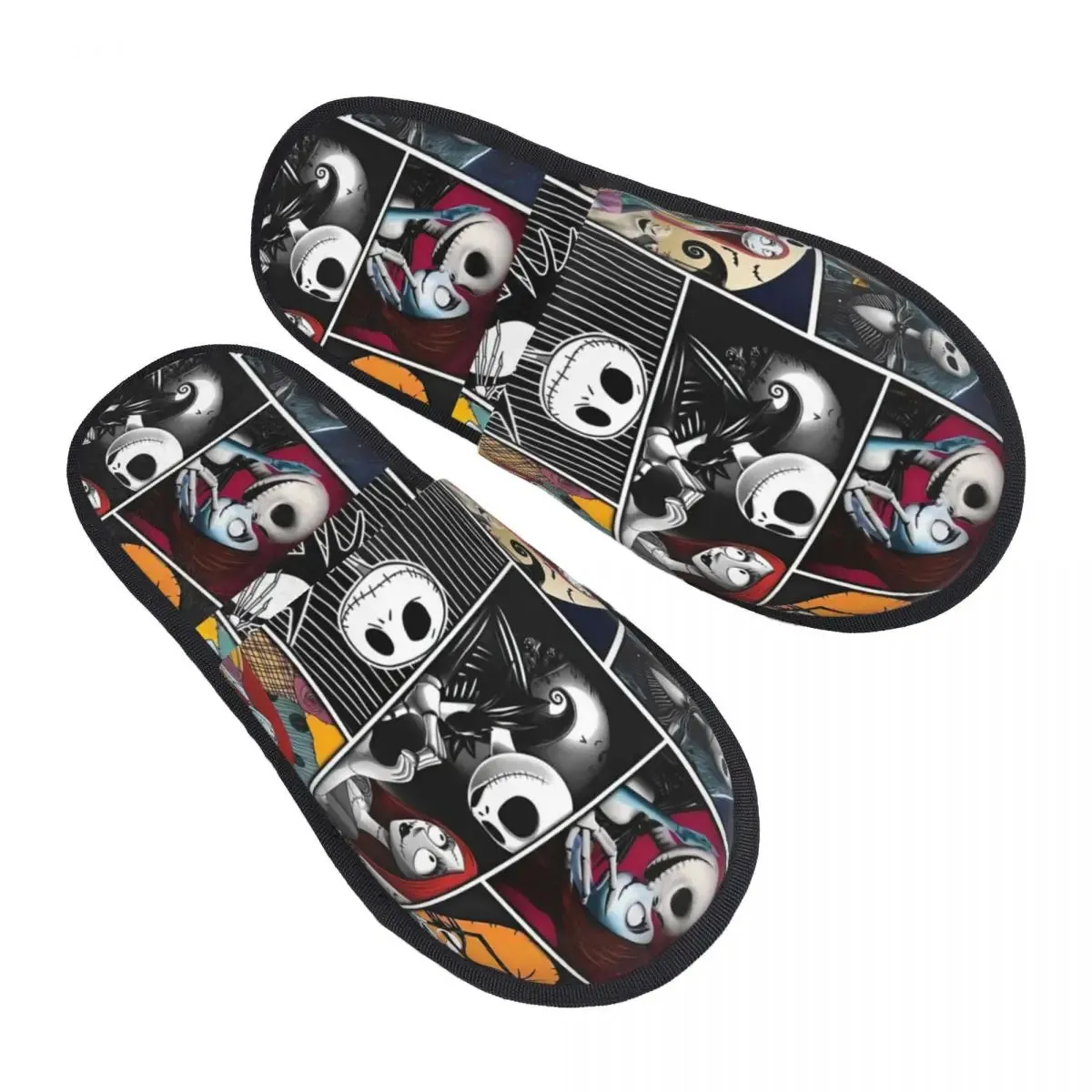 Jack Skellington Memory Foam Slippers – Warm & Fluffy Indoor/Outdoor Halloween Nightmare Shoes