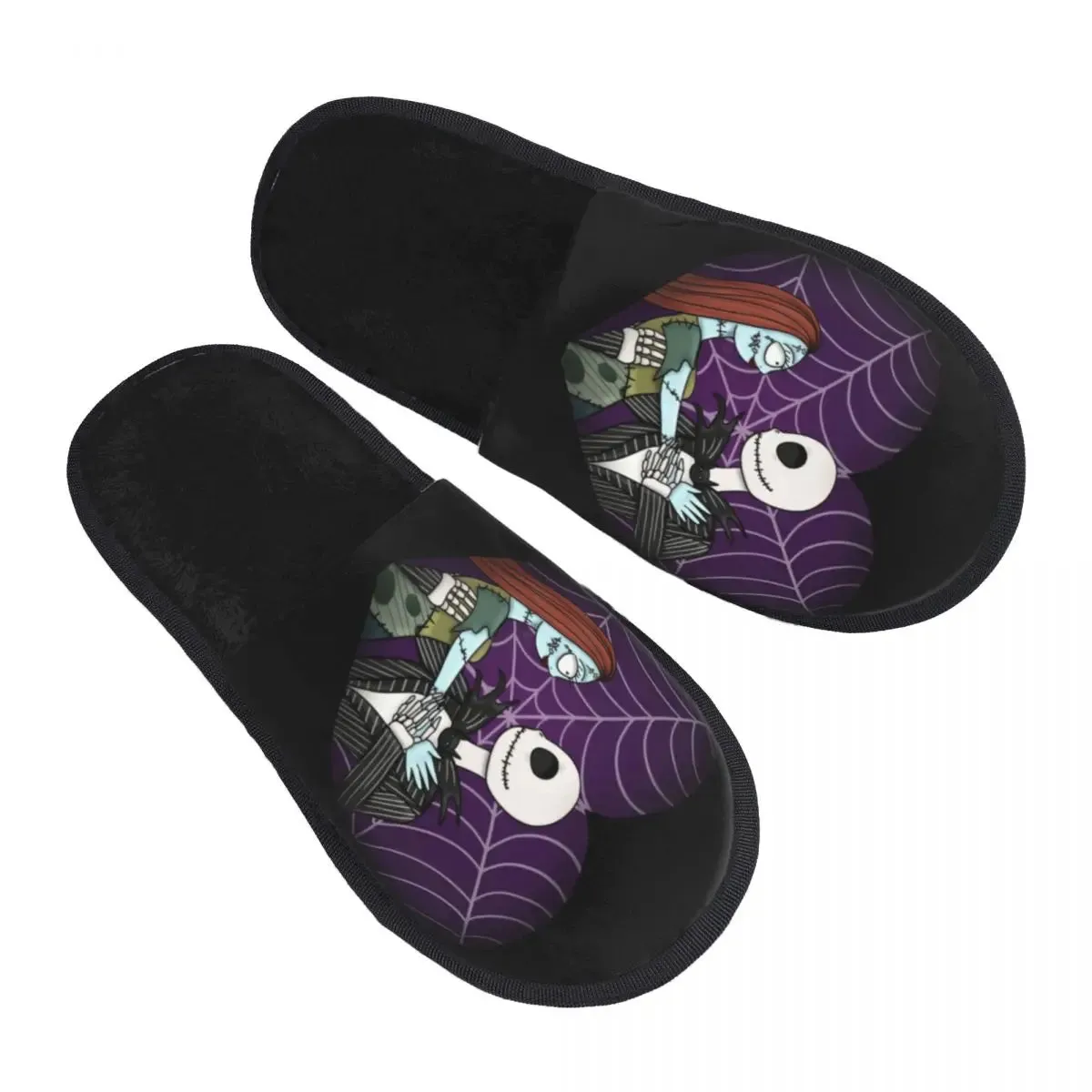 Jack Skellington Memory Foam Slippers – Warm & Fluffy Indoor/Outdoor Halloween Nightmare Shoes
