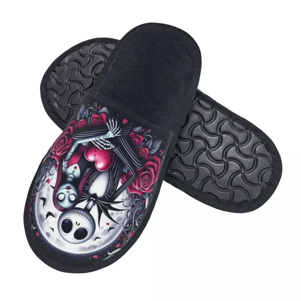 Jack Skellington Memory Foam Slippers – Warm & Fluffy Indoor/Outdoor Halloween Nightmare Shoes