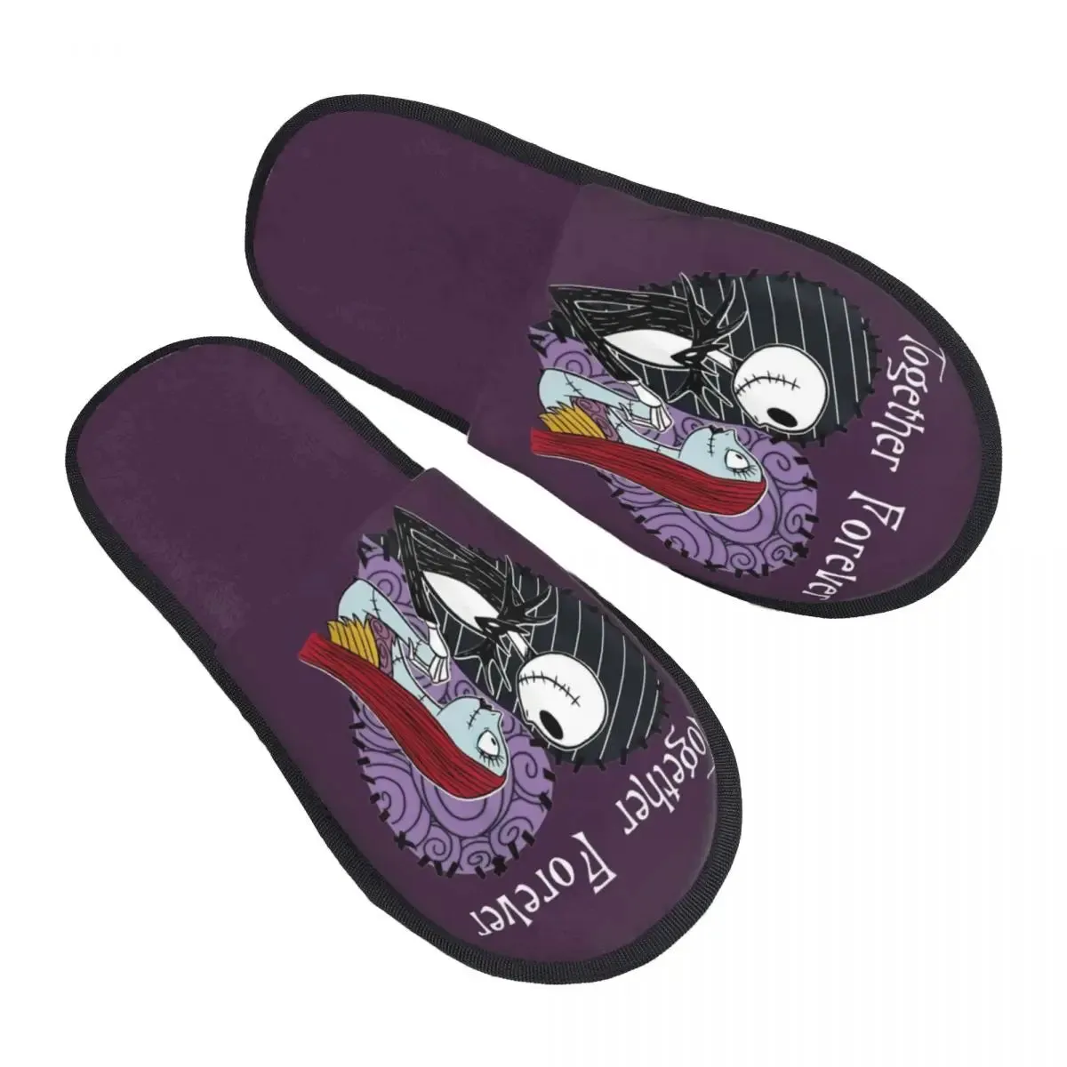 Jack Skellington Memory Foam Slippers – Warm & Fluffy Indoor/Outdoor Halloween Nightmare Shoes