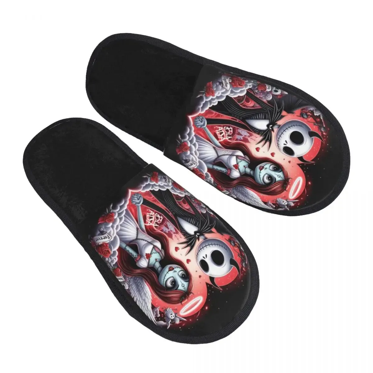 Jack Skellington Memory Foam Slippers – Warm & Fluffy Indoor/Outdoor Halloween Nightmare Shoes