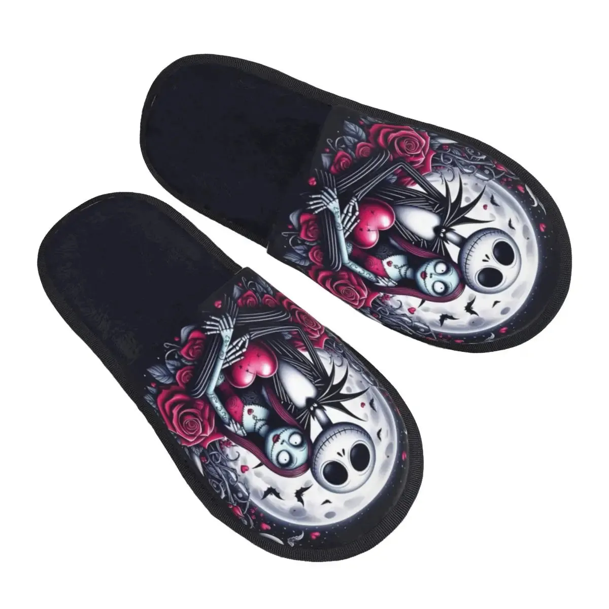 Jack Skellington Memory Foam Slippers – Warm & Fluffy Indoor/Outdoor Halloween Nightmare Shoes