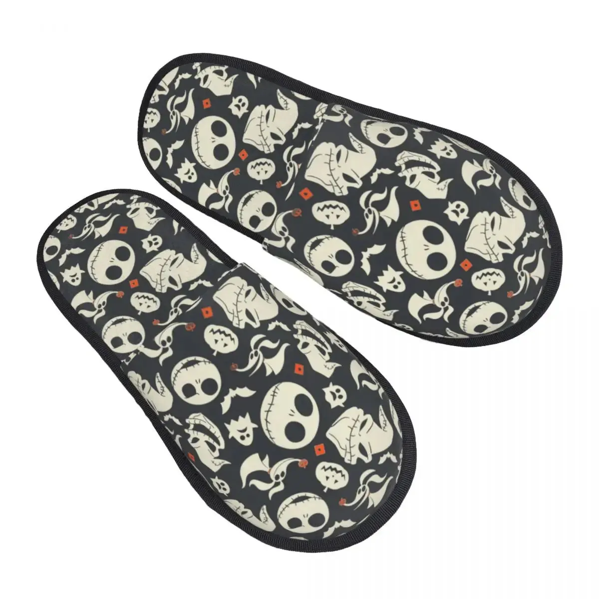 Jack Skellington Memory Foam Slippers – Warm & Fluffy Indoor/Outdoor Halloween Nightmare Shoes